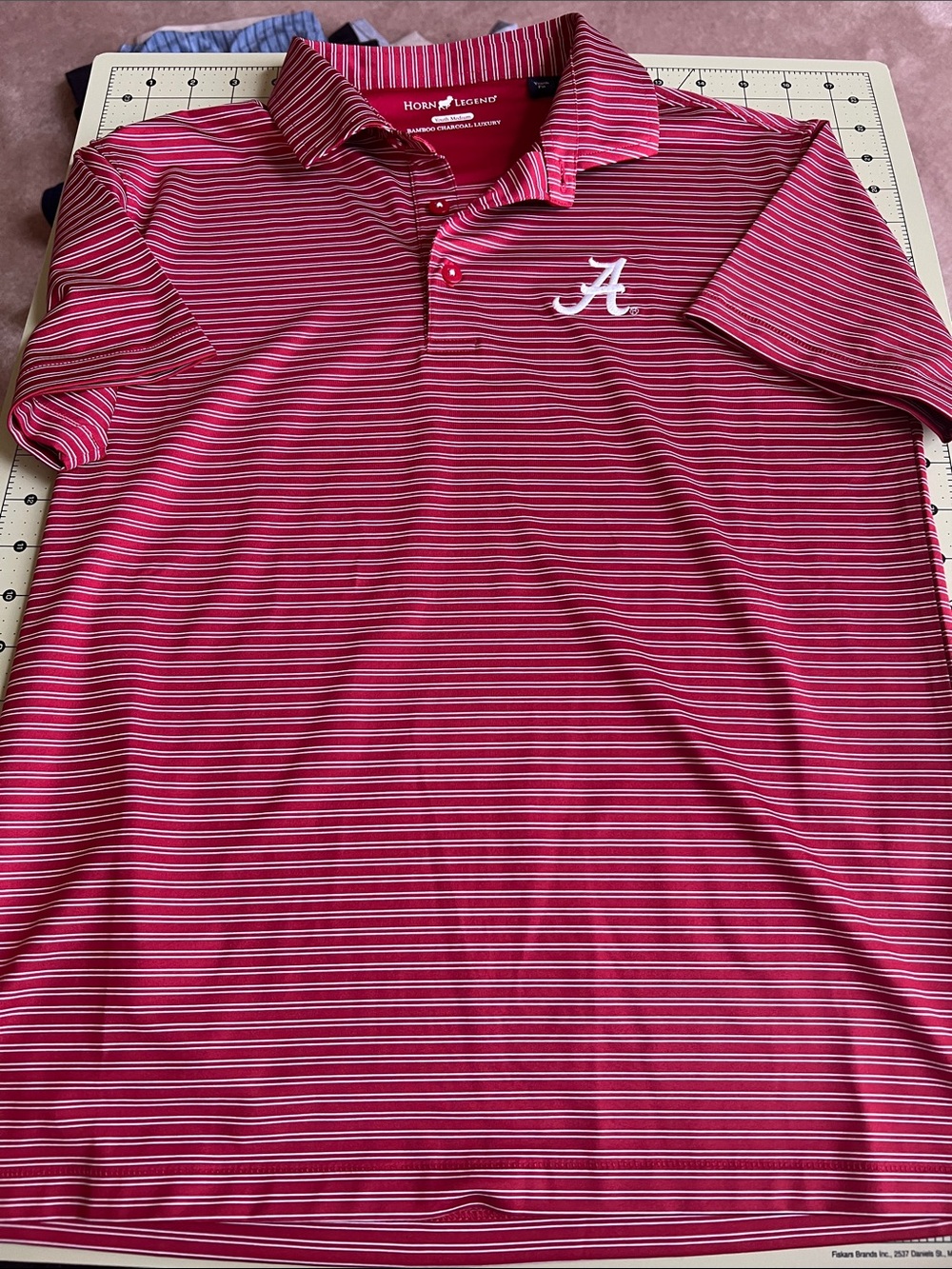 Alabama Crimson Tide Interlink Polo Crimson Stripe Polo Horn Legend like new